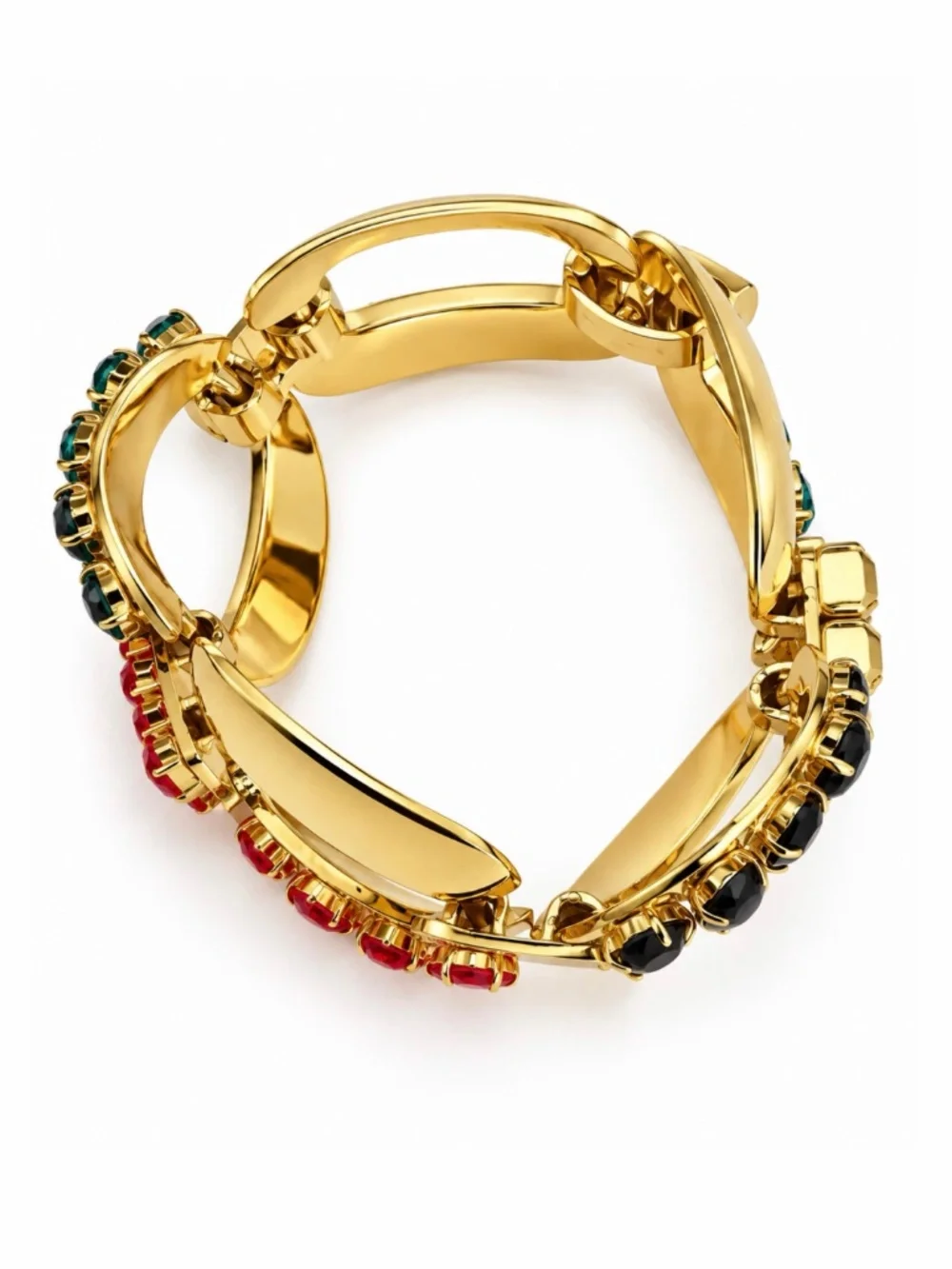 KATE SPADE • Vintage Gold Multicolor Stone Crystal Statement Link Bracelet